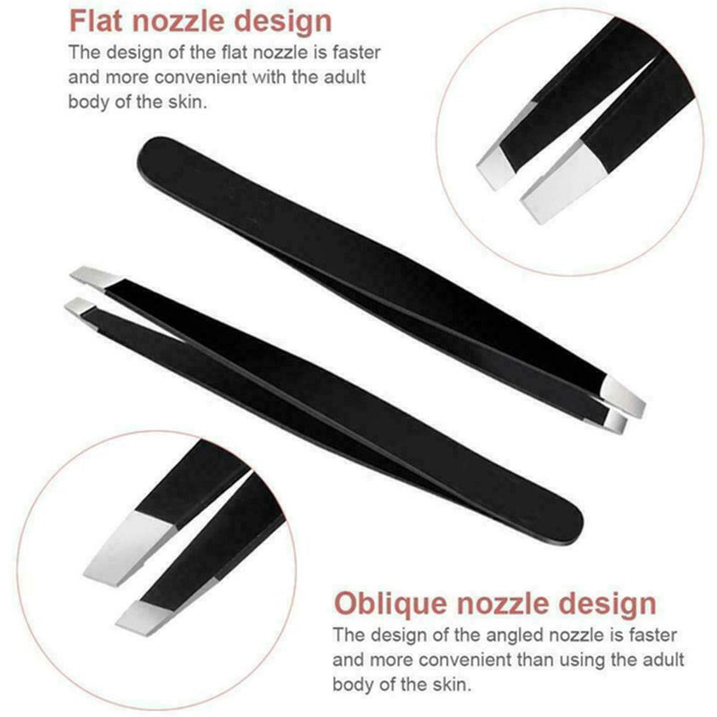 Tweezers 5PCS/Set Professional Stainless Steel Eyebrow Pluckers Case Set L1U7