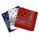 Set of 3 bandanas Paisley Man and Woman 57 x 57 cm Red + white + navy blue