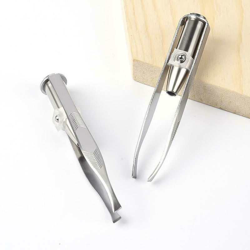 LED Eyebrow Tweezer Remover Professional Removal Makeup Tool Stainless Steel