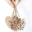 6PCS Hollow Christmas Snowflakes Wooden Pendant Ornament For Xmas Tree Kids  Nw