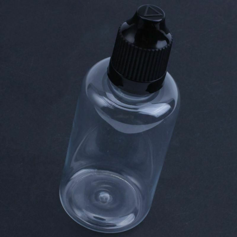 10 Pcs 50ML Empty Dropper Bottles Liquid Needle Tip Cap PET Black I7P2