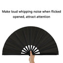 2 Pieces Large Folding Fan Nylon Cloth Handheld Folding Fan Chinese Kung Fu O8X8