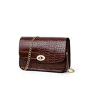 Crocodile Leather Messenger Bag Women Retro Purse Shoulder Handbag (Brown)