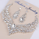 Women Jewelry Sets Wedding Party Bride Crystal Rhinestone Necklace Earrings JR