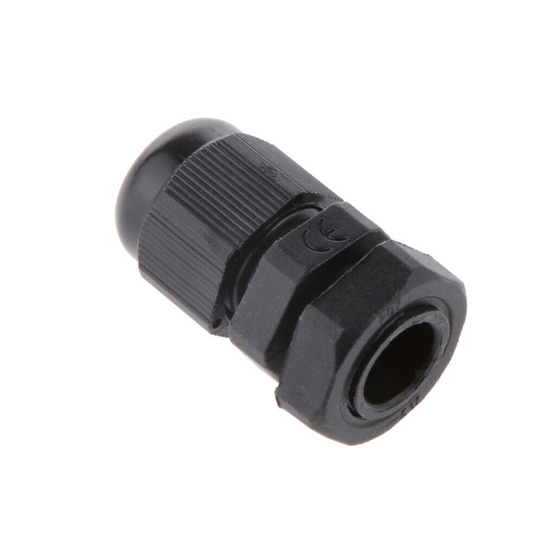 10X 3-6.5mm Black PG7 Cable Gland Connector IP68 Waterproof Plastic