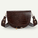 Retro Crossbody Handbag Women Semicircle PU Leather Shoulder Bag (Coffee) A