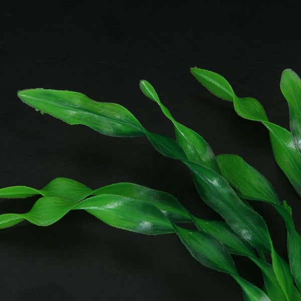30CM Plastic Aquarium Plants Ornament w/ Base for Fish Tank - Green P4N9