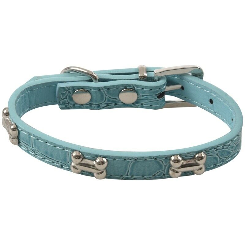 Pet Collar,Small Dog Collars Bling With Bone Necklace Puppy Cat (XS, blue 1