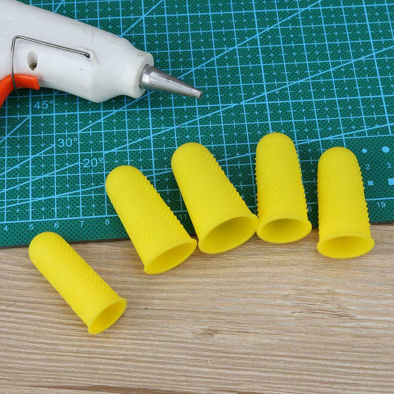 Anti-slip Hot Glue Gun Finger Cap Silicone Finger Cover Sleeve (Yellow 5pcs