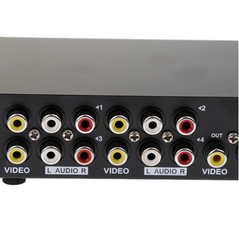 1 to 4 Port RCA Video Audio AV Switcher Selector 4-Way TV DVD Splitter Box -