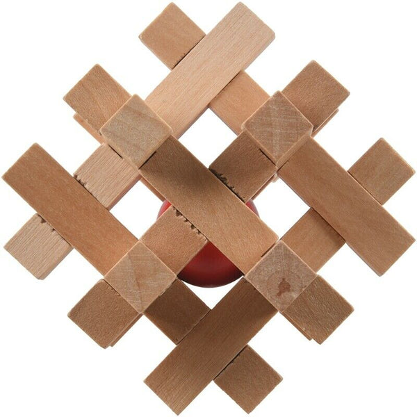 Wooden Take the Ball from Cage Lock Logic Puzzle Burr Puzzles Brain Teaser  Z8K9