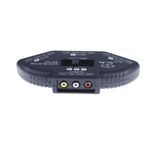 3 way audio video av rca switch switcher splitter with cable ME
