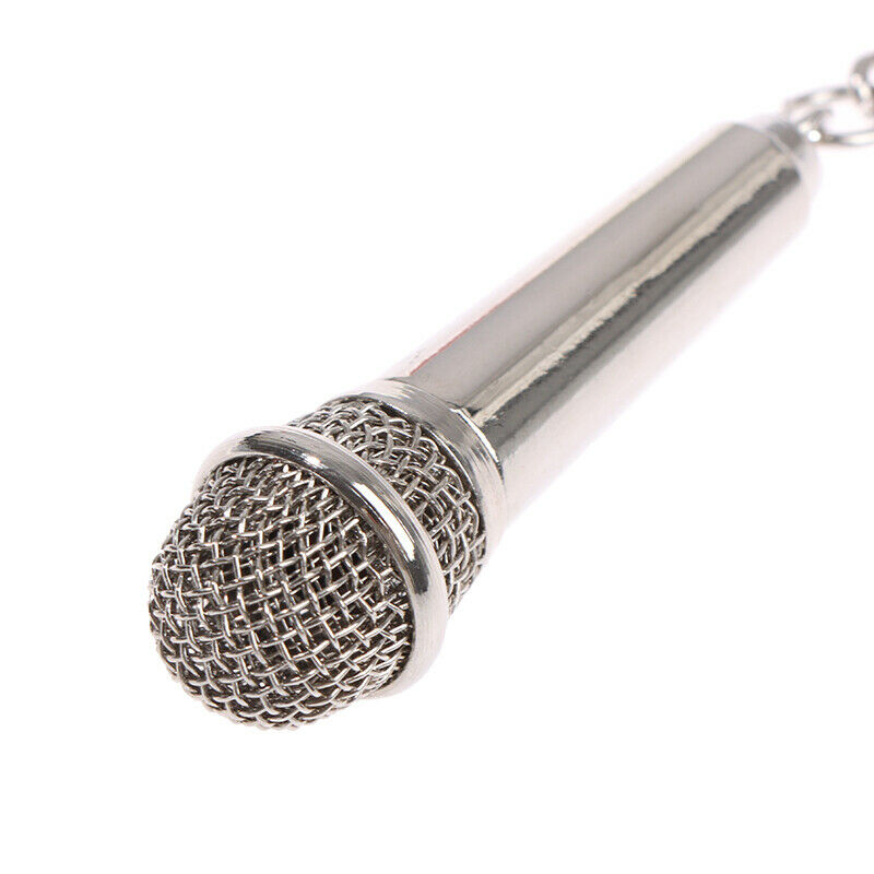 Simulation microphone keychain creative gift personalized car bag pendantB Ew