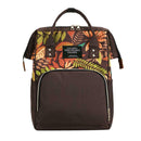 Mummy Maternity Backpack Plant Print Baby Diaper Shoulder Bags (Dark Brown) A