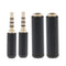 2PCS 3.5mm 1/8" Jack 4 Pole Stereo Audio Male Plug + Female Jack Soldering Black