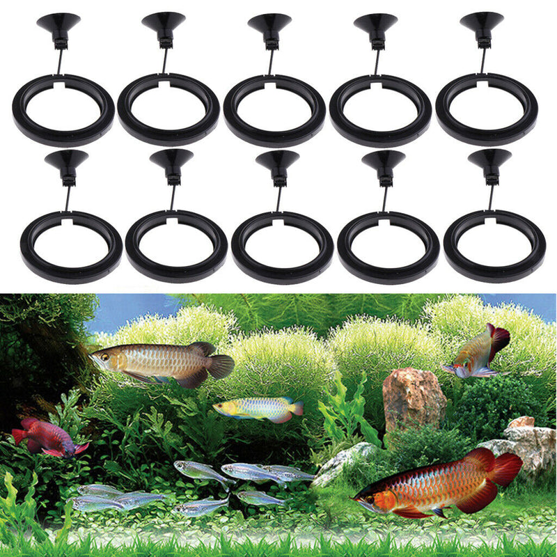 Betta Feeding Ring Aquarium Fish Feeding Ring With Suction Cup Black 10 Pack