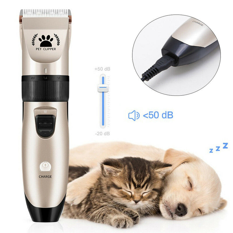 Electric Pet Cat Dog Grooming Clippers Hair Trimmer Shaver Kit USB Rechargable