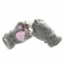 Womens Lovely Cat Claw Paw Plush Glove Gift Gray