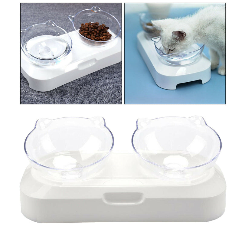 Plastic Clear Pet Food Bowl Puppy Elevated Stand Raised Dish Feeder Nonslip