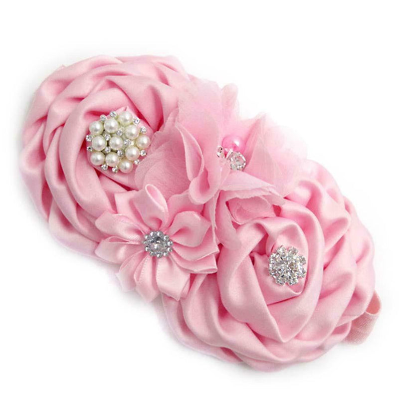 Girls Baby Children Satin Rose Headband Hair Bow Band Acsories