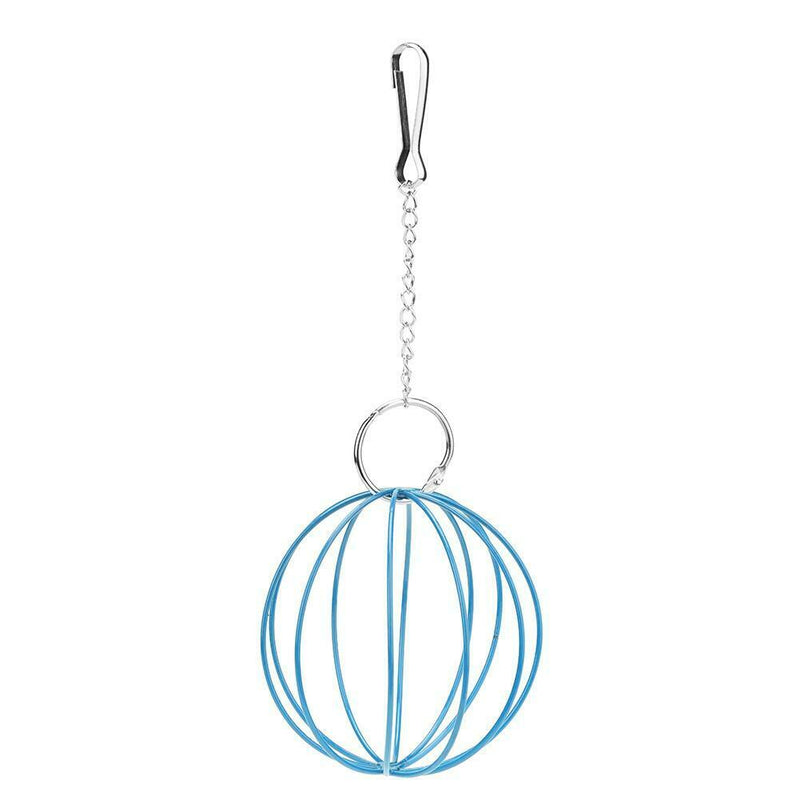 Stainless Steel Plating Pet Hay Manger Food Ball Rabbit Grass Rack (Blue) A