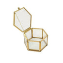 Hexagon Transparent Glass Ring Box Wedding Ring Box Geometric Clear Glass J Q4C8