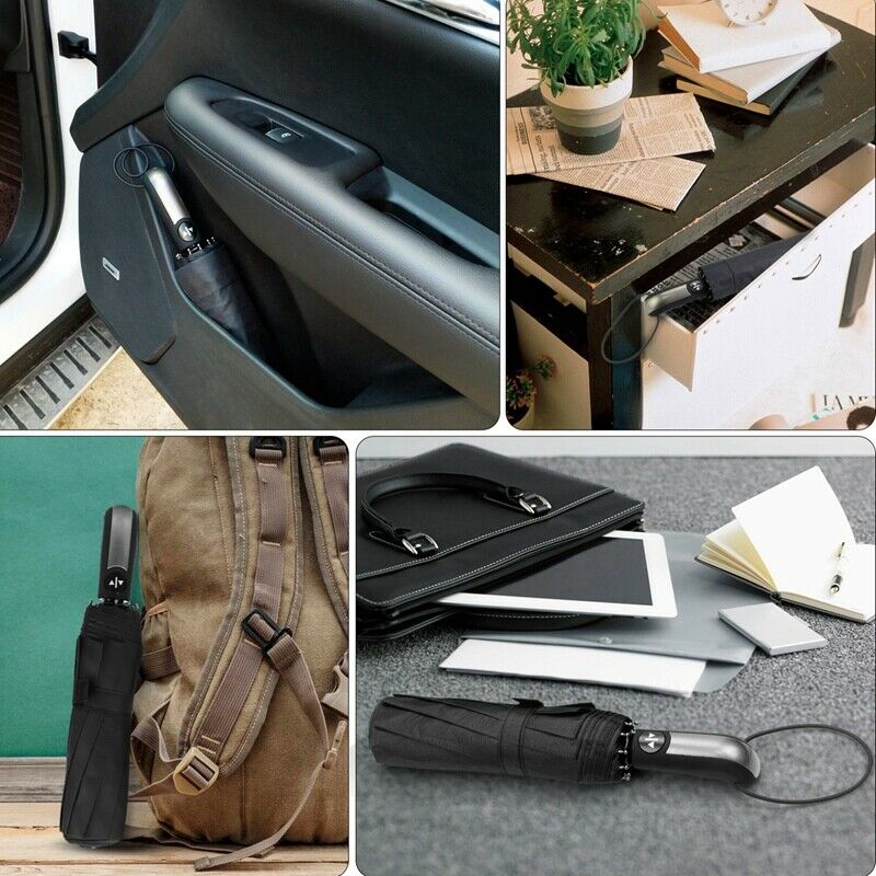 Travel Umbrella Large Umbrella Windproof Waterproof,Compact Folding Black U D3U6