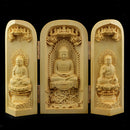 Buddha Statue Carved Locker Box Sculpture Decoration Made of Boxwood Style-2