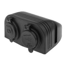 Car Motorcycle Marine 12V Plug Power Outlet Dual USB Charger Socket + wires