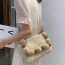New Hair Ball Beach Bag Straw Clutch Bag Envelope Lady Ladies Day Summer Ch