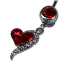 1pcs Rhinestone Crystal Heart Barbells Belly Button Rings Body Piercing red