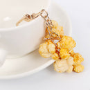 2 Pcs Lovely Popcorn Keychain Keyring for Women Girl Jewelry Simulated Snac H2D9