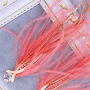 Women's Fashion Tassel Diamond Earrings Feather Long Earrings, Pink R6G1