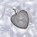 60pcs Heart Pendant Trays Bright Glass Cabochon for Photo DIY Jewellery Makin BX