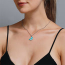Color Butterfly Necklace Women Pendant Clavicle Chain Jewelry (Lake Blue) A