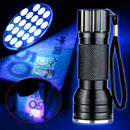 Mini Aluminum UV ULTRA VIOLET 21 LED FLASHLIGHT BLACKLIGHT Torch Light Lamp NEW