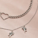 Angel Pendant Necklace Hollow Out Love Double Layer Clavicle Chain Jewelry