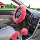 Steering-Wheel Plush Car Steering Wheel Covers Winter Faux Fur Hand Brake a H8W1