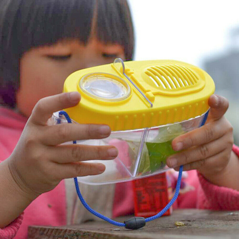 Children Portable Plastic Insect Cage Feeding Observation Box (w/Tweezers) A