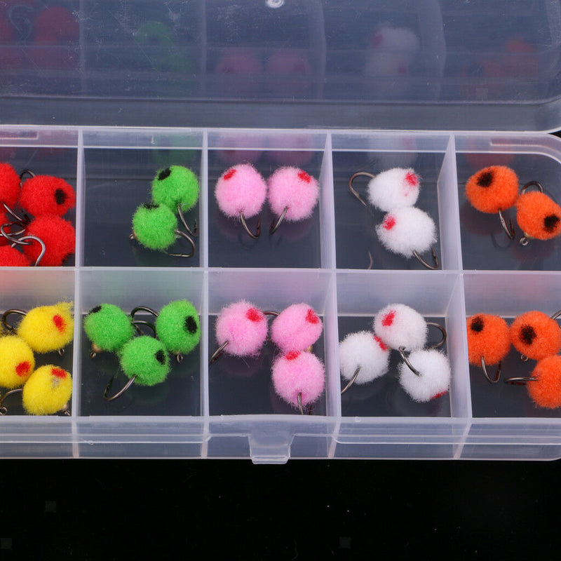 36pcs Fly Fishing Flies Glo Bug Egg Patterns Size