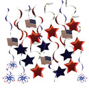 4th of July Plastic Hanging Swirl Decoration Patriotic Banner Bunting Decor