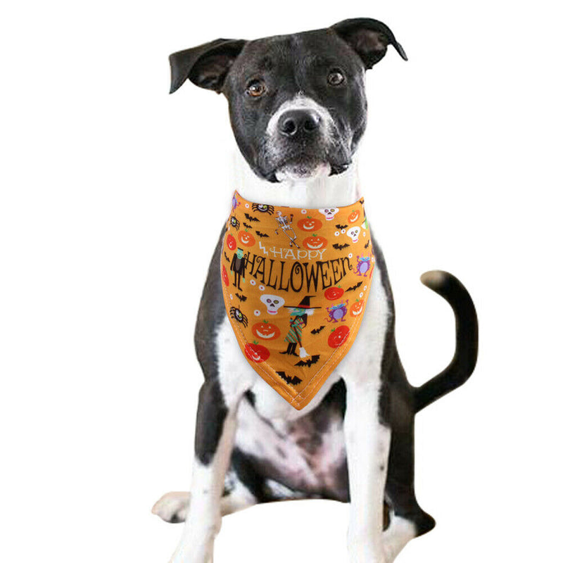 Pet Triangle Saliva Scarf Adjustable Dogs Collar Towel Halloween Bibs (B) A