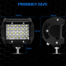 4" 72W Quad Row LED Work Light Offroad Spotlight 6000K LED Light Cover Lens OZ