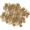 200pcs Mixed Size Natural Hollow Gear Unfinished Wood Pieces Embellishment