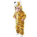 Tiger Shaped Flannel Rompers Baby Kids Long Sleeve Hoodies Jumpsuit (0-6M) A