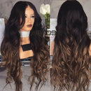 Women Synthetic Hair Full-Wigs Natural Long Wavy Wig Heat Resistant Black &Brown