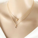 Fashion Women Multilayer Love Heart Moon Pendant Choker Necklace Jewelry Gif&+