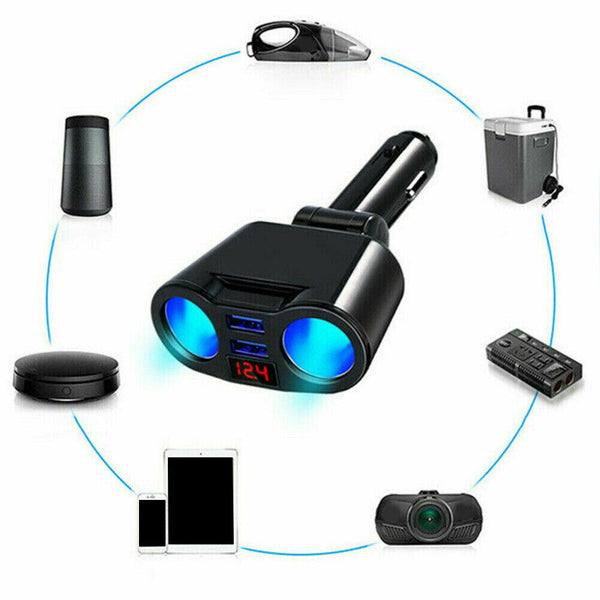 Accessories 12V-24V LED Display Multifunctional Dual USB Car Charger Universal