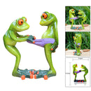 Frog Statue Handpainted Sculpture Artwork Novelty Garden Decor Ornament