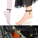 Gothic Anklet Chain Black Lace Woven Flowers Water Drop Pendant Anklet JewelryJR